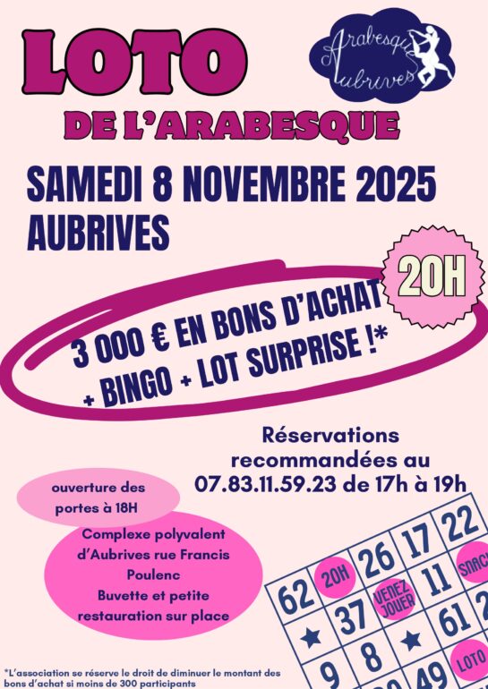 Affiche loto de l'association Arabesque