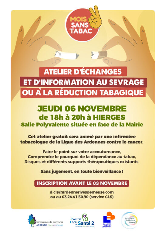 Affiche mois sans tabac atelier 6 novembre