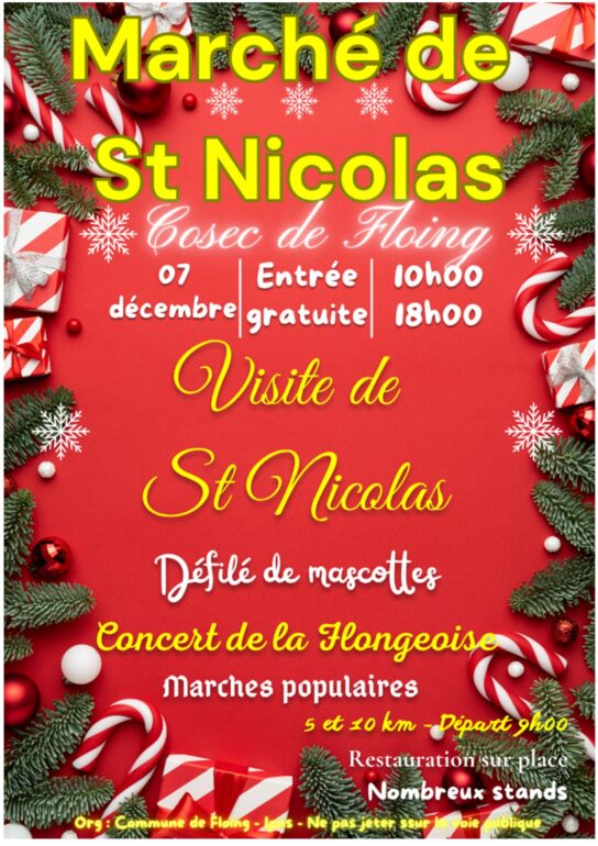 Affiche pour le marché de st nicolas à foin le 5 décembre