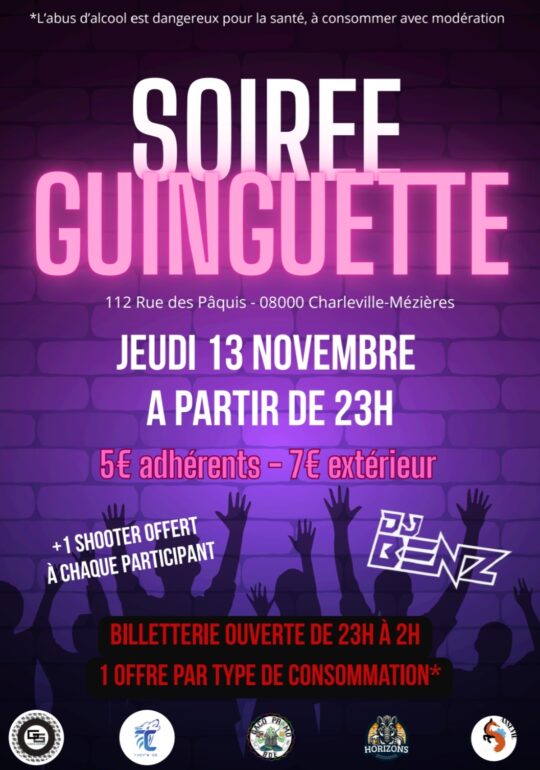 Affiche de la soirée étudiante du 13 novembre