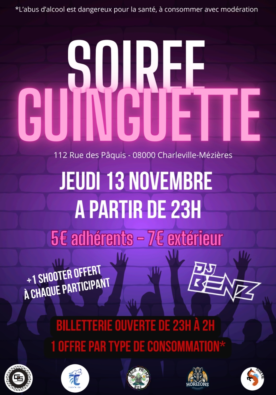 Affiche de la soirée étudiante du 13 novembre