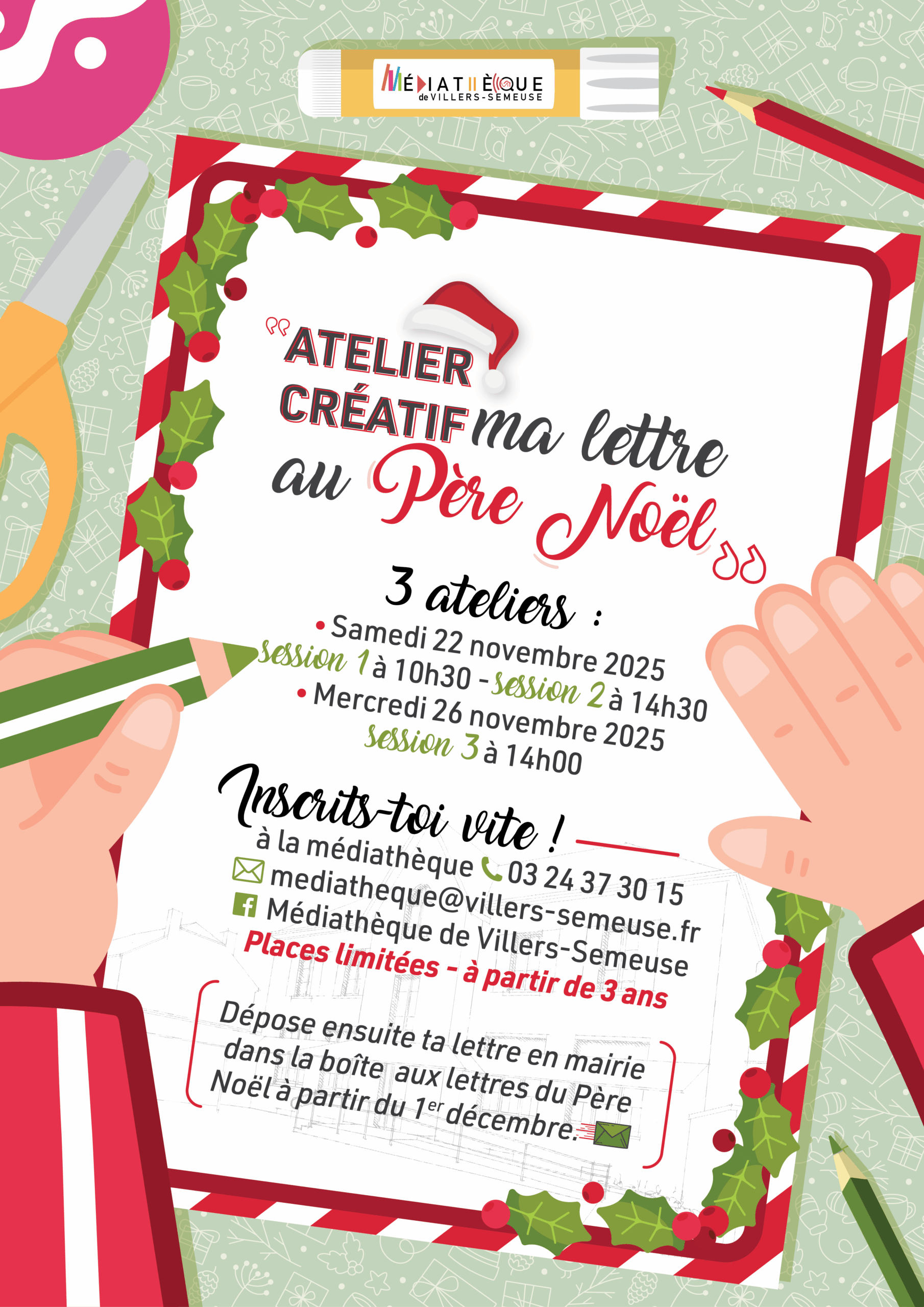 Affiche pour l'atelier de première lettre au père noël