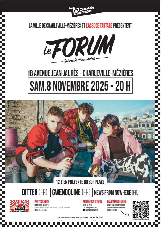 Affiche pour le 8 novembre au forum de Charleville-Mézières