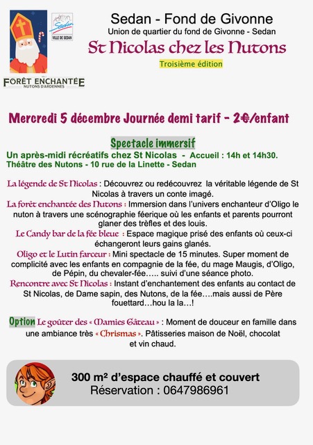 Programme de spectacle des noutons, demi-tarif le mercredi 6 décembre