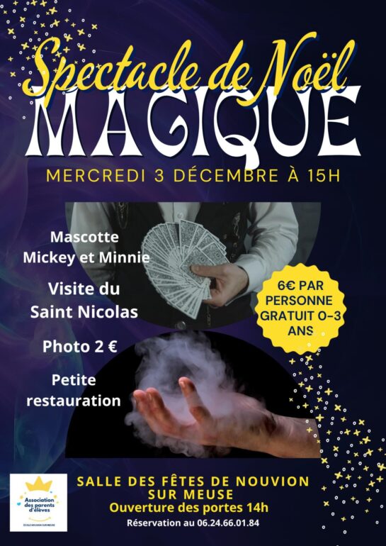 Affiche spectacle de noël de magie à Nouvion sur Meuse