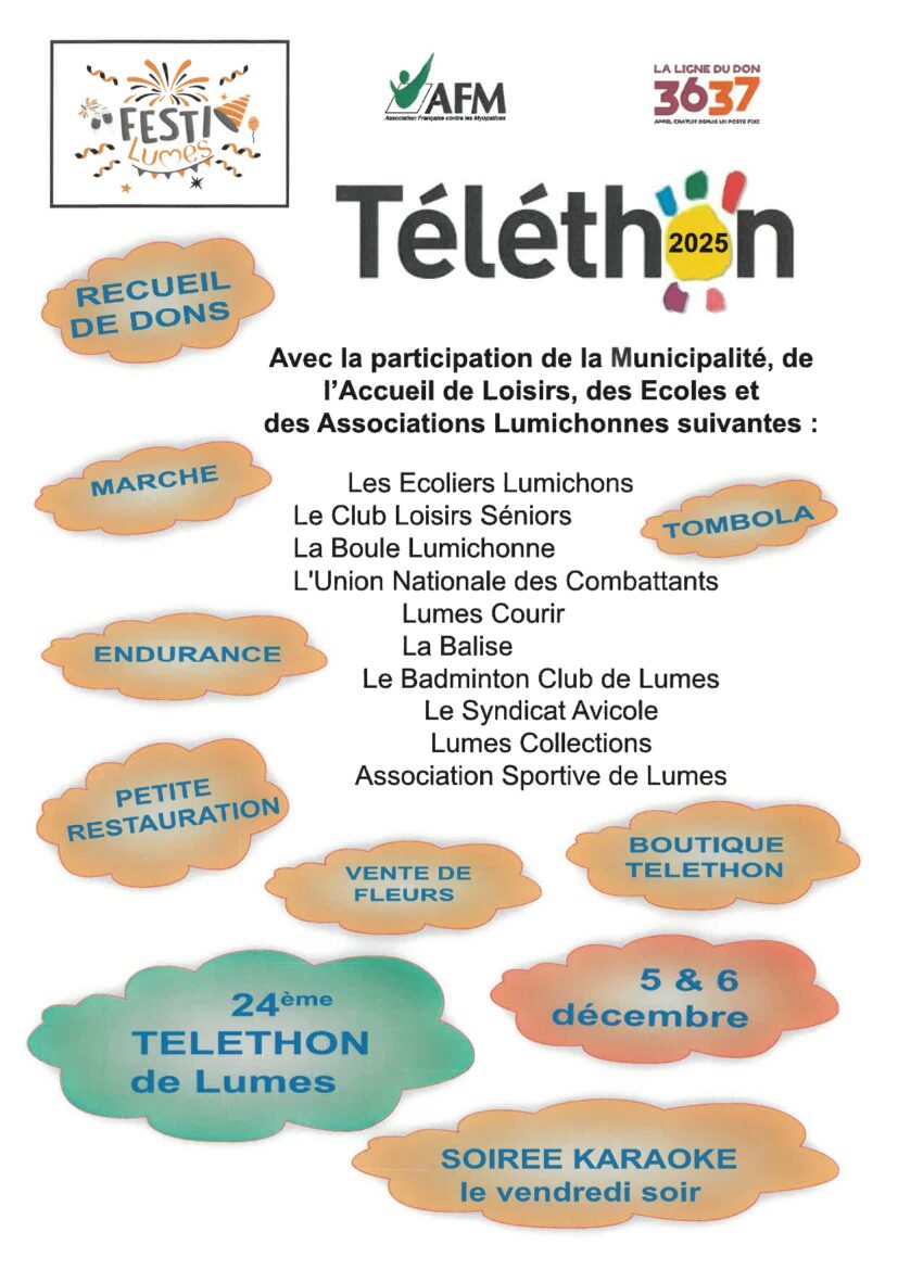Affiche Téléthon 2025 à Lumes