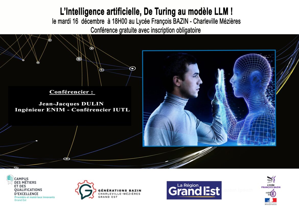 Flyer de la conférence sur l'intelligence artificielle au lycée bazin