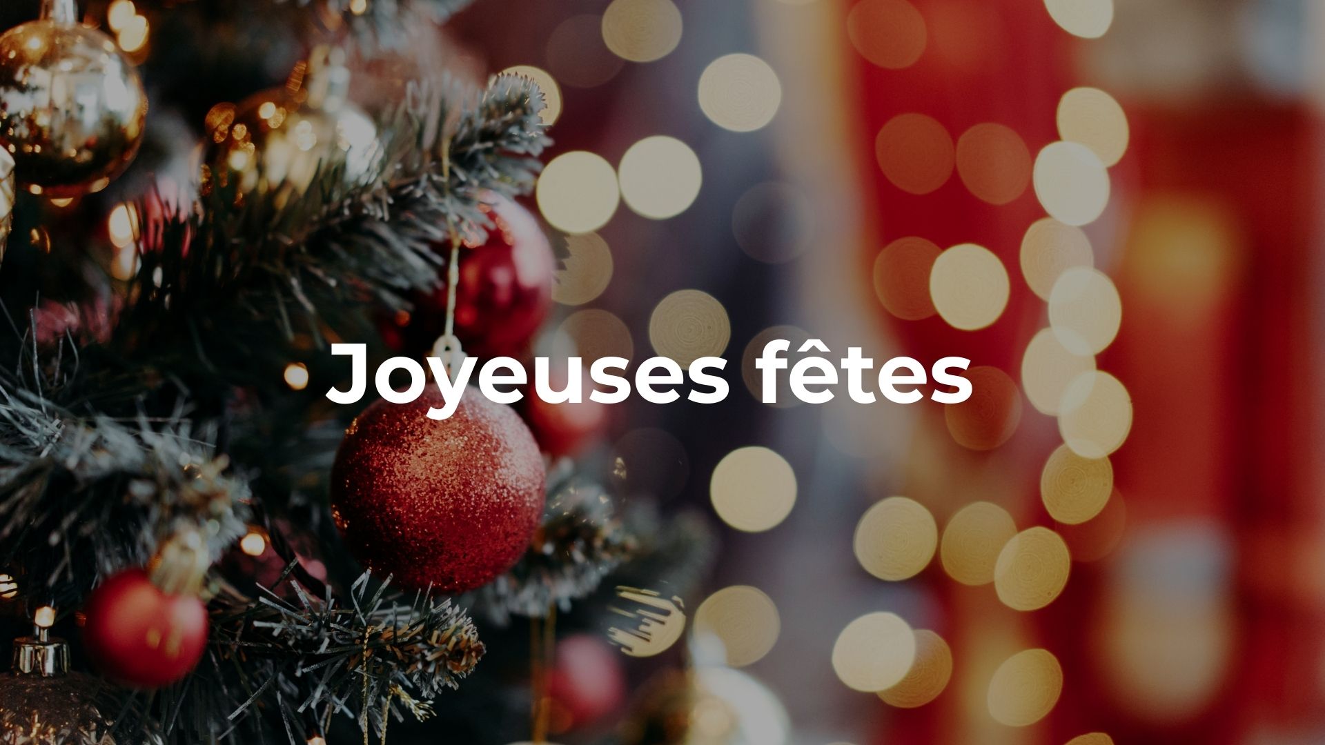 Fond de décor de noël avec écrit "Joyeuses fêtes"