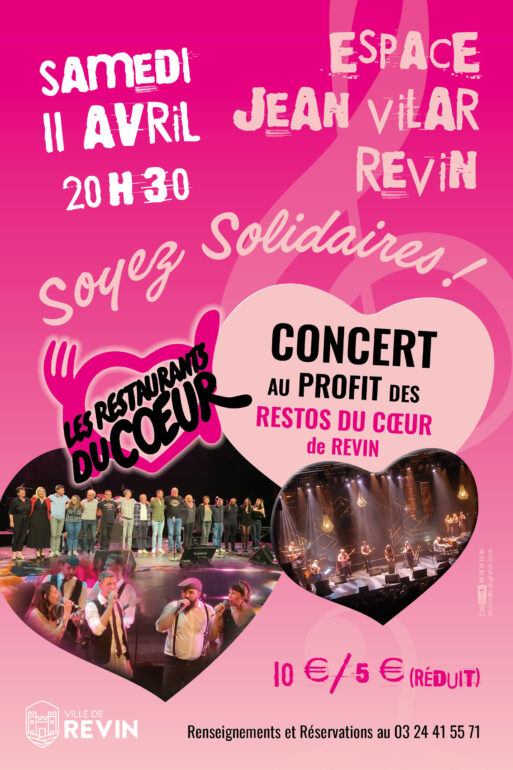 Affiche pour la soirée organisée à Revin où les bénéfices seront pour les Resto Du Coeur