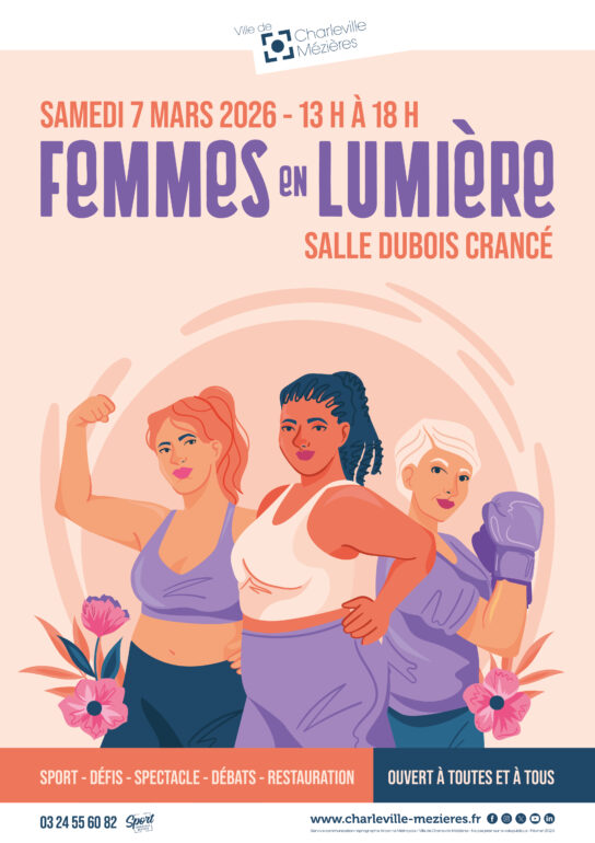 Affiche de la journée femme en lumière à Charleville-Mézières le 7 mars