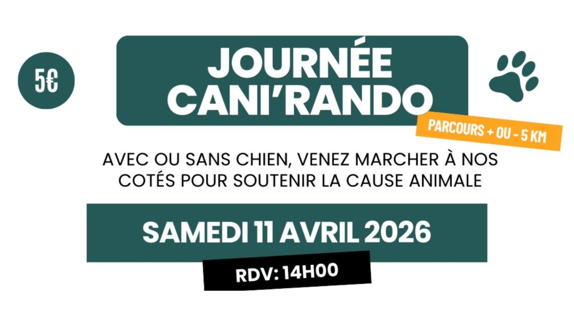 Bannière Cani'rando, à Vivier-au-Court, 5km et 5 euros pour soutenir le refuge la lisa