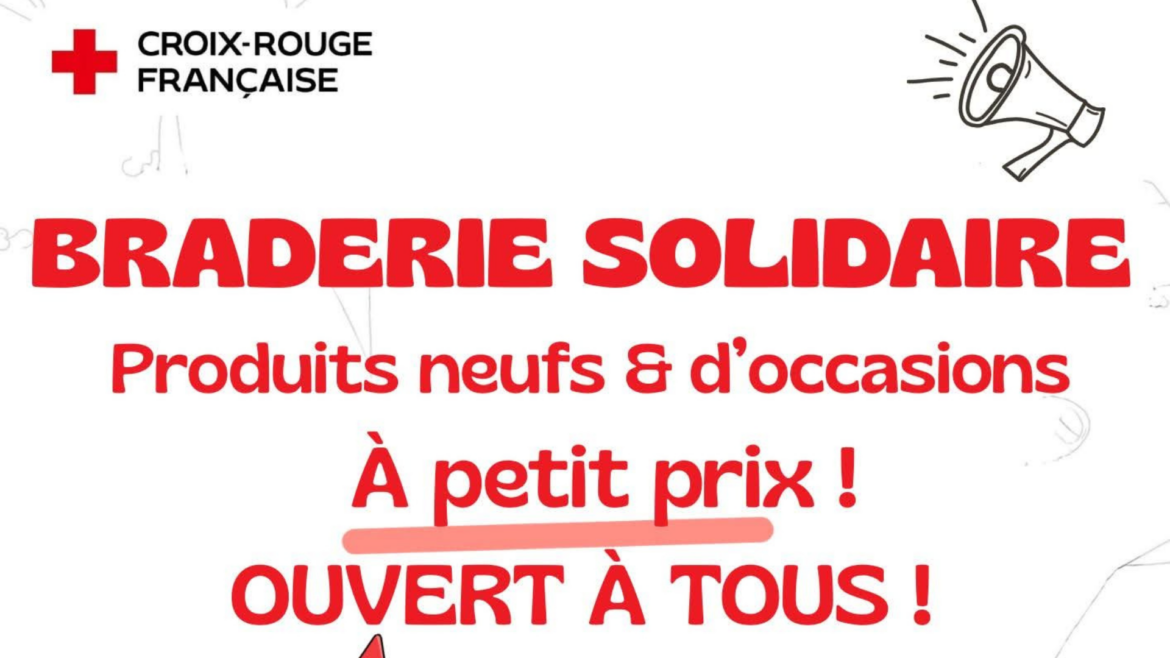 Bannière pour la Braderie Solidaire de la Croix Rouge de 3 et 4 avril