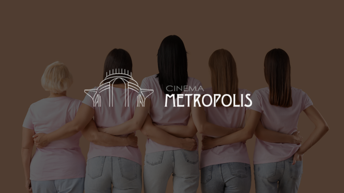Photo de femmes qui se soutiennent et du logo du Cinéma Métropolis de Charleville-Mézières