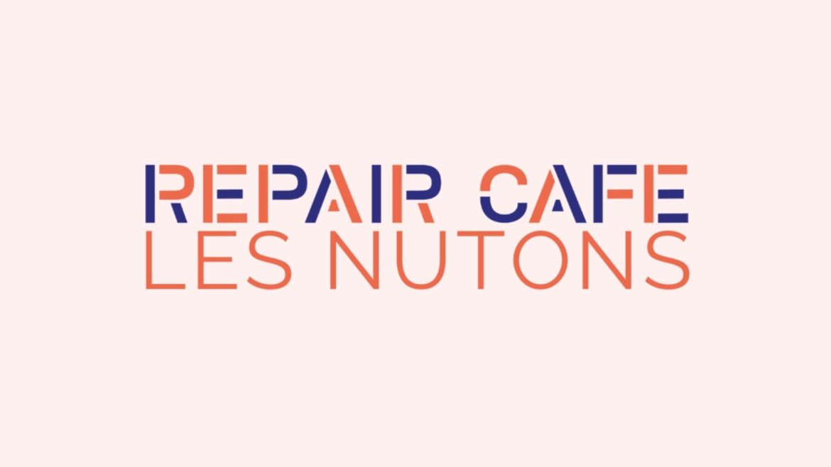 Logo du Repaire café les nutons sur un fon rose pâle