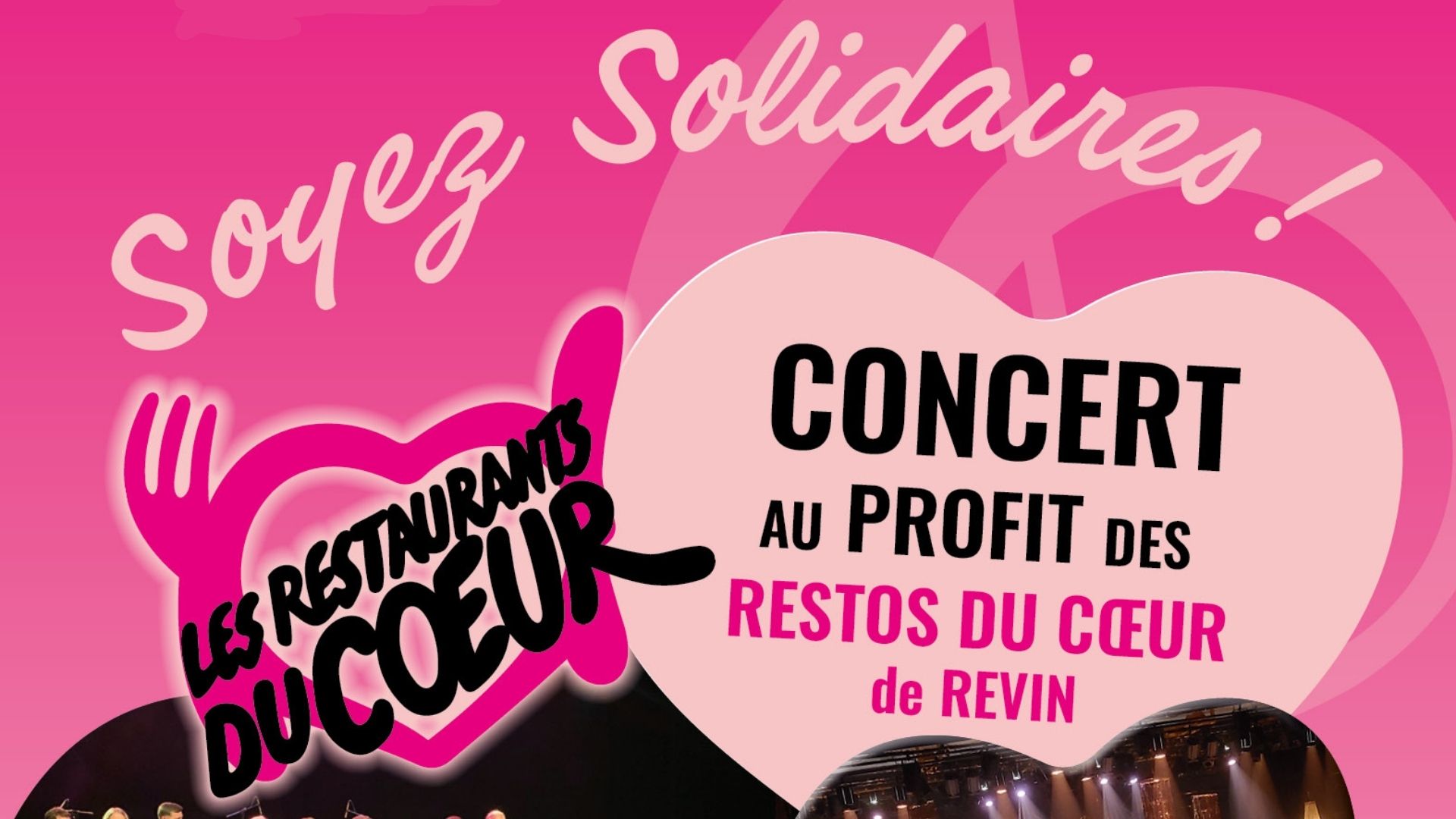 Bannière pour le concert au profit des Resto du Cœur le 11 avril à Revin