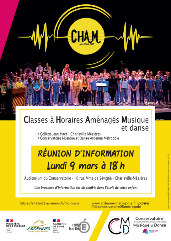Affiche inscription CHAM le lundi 9 mars à 18h