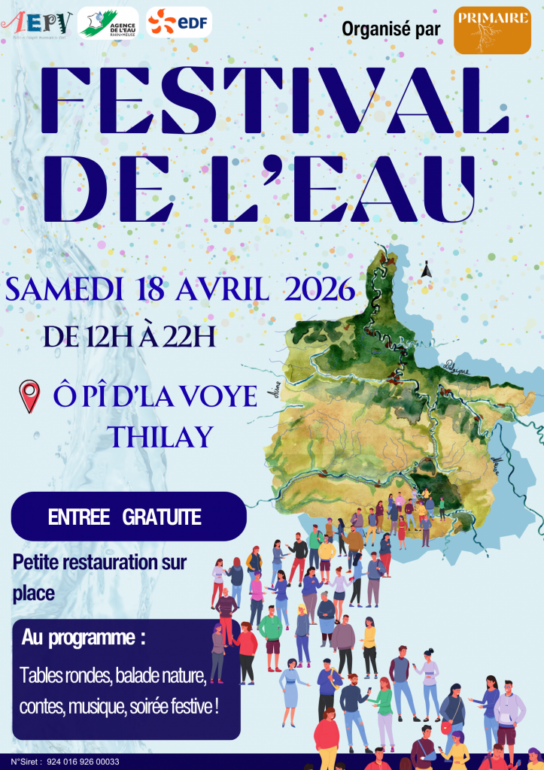 Flyer du Festival de l'eau le 18 avril 2026 à Thilay